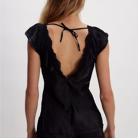 FREE PEOPLE Intimately “Told You So Set”Elegant Black Lace Trim Sleepwear XS Nwt - Picture 14 of 14